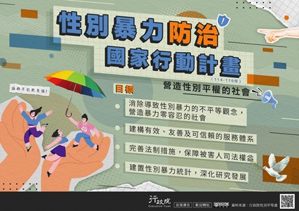 行政院性別暴力防治國家行動計畫三大目標海報